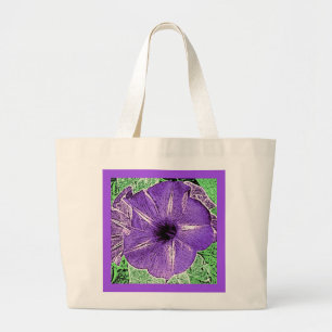 Morning Glory Block Print - Softviolett Jumbo Stoffbeutel
