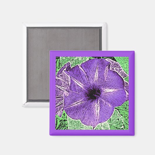 Morning Glory Block Print - Softviolett Magnet (Vorderseite/Rückseite)