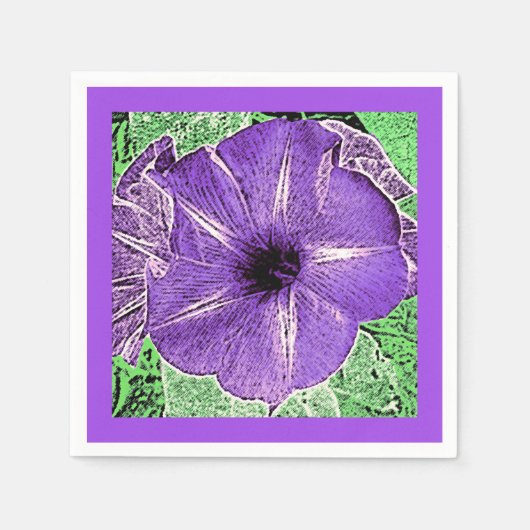 Morning Glory Block Print - Softviolett Serviette (Vorderseite)
