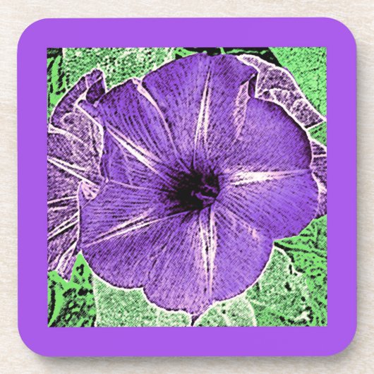 Morning Glory Block Print - Softviolett Untersetzer (Vorderseite)