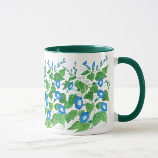 Morning Glory Blue on White Floral Pattern Tasse (Rechts)