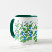 Morning Glory Blue on White Floral Pattern Tasse (Vorderseite Links)