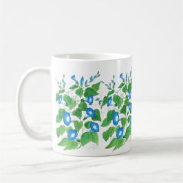 Morning Glory Blue on White Floral Pattern Tasse