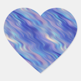 Morning Glory Blue Wavy Textur Herz-Aufkleber
