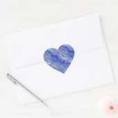 Morning Glory Blue Wavy Textur Herz-Aufkleber (Umschlag)