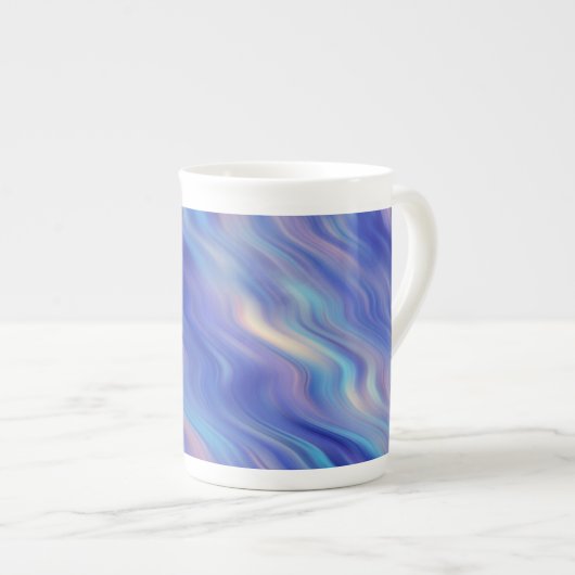 Morning Glory Blue Wavy Textur Porzellantasse (Vorderseite Rechts)