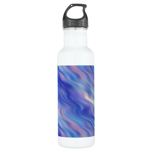 Morning Glory Blue Wavy Textur Trinkflasche (Vorderseite)
