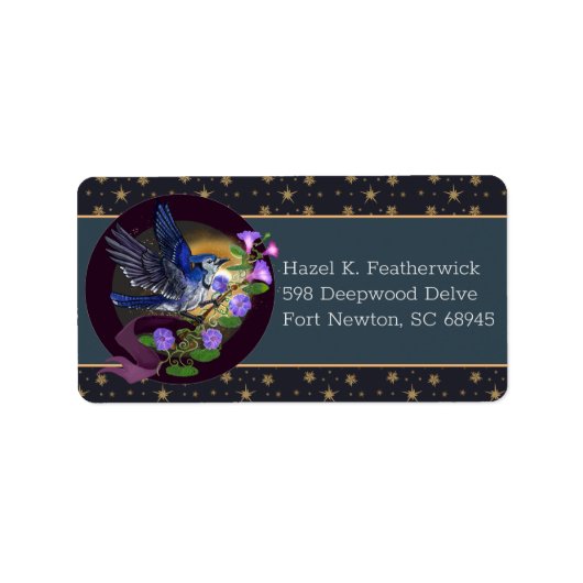 Morning Glory BlueJay Adressaufkleber (Vorne)