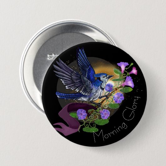 Morning Glory Bluejay Button (Vorne & Hinten)