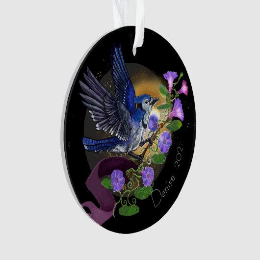 Morning Glory Bluejay Individuelle Name Ornament (Vorderseite)
