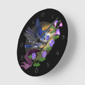 Morning Glory Bluejay Runde Wanduhr (Winkel)