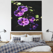 Morning Glory Blume Abgeschieden auf Black Leinwanddruck (Insitu (Schlafzimmer))