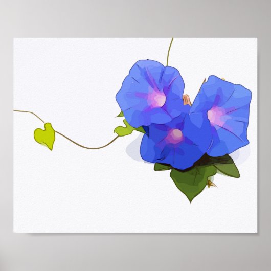 Morning Glory Blume Aquarell Poster (Vorne)