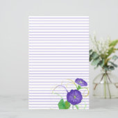 Morning Glory Blume Lila Lined Stationery (Stehend Vorderseite)