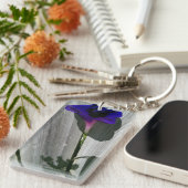 Morning Glory Blume Rechteckige Schlüsselkette Schlüsselanhänger (Vorderseite rechts)