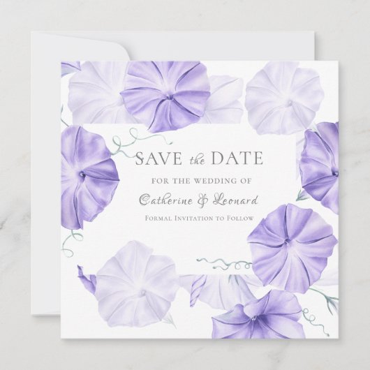Morning Glory Calligraphy Save The Date (Vorderseite)