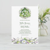 Morning Glory Celtic Green Triquetra Handfasting Einladung (Stehend Vorderseite)