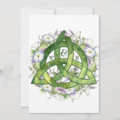 Morning Glory Celtic Green Triquetra Handfasting Einladung (Rückseite)