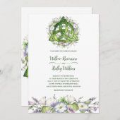 Morning Glory Celtic Green Triquetra Handfasting Einladung (Vorne/Hinten)