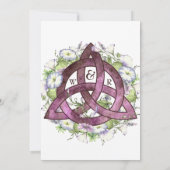Morning Glory Celtic Plumb Triquetra Handfasting Einladung (Rückseite)
