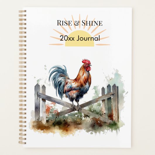 Morning Glory: Eatercolor Rooster, custom Planer (Vorderseite)