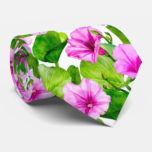 Morning Glory Floral Pattern Krawatte (Gerollt)