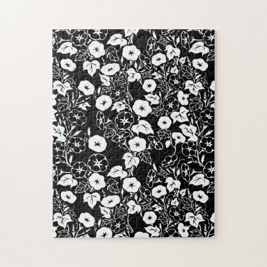 Morning Glory Flower Garden BW II Puzzle (Vertikal)
