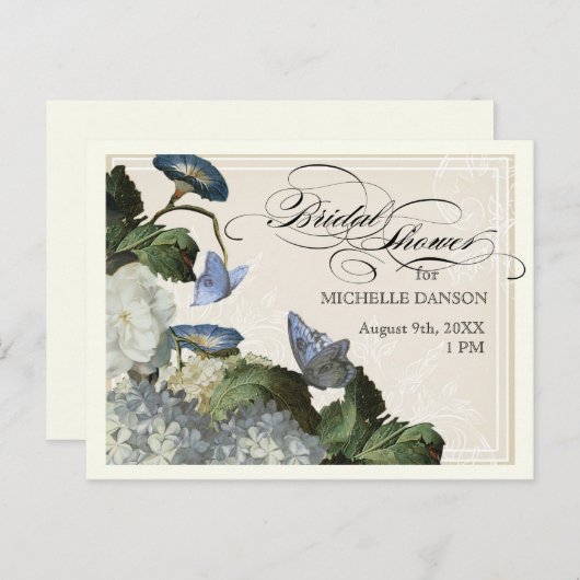 Morning Glory Hydrangea - Brautparty Postcard Einladungspostkarte (Vorne/Hinten)