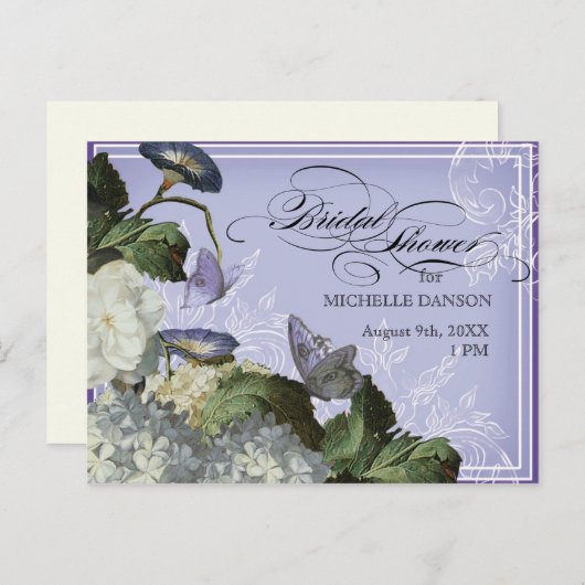 Morning Glory Hydrangea - Brautparty Postcard Einladungspostkarte (Vorne/Hinten)