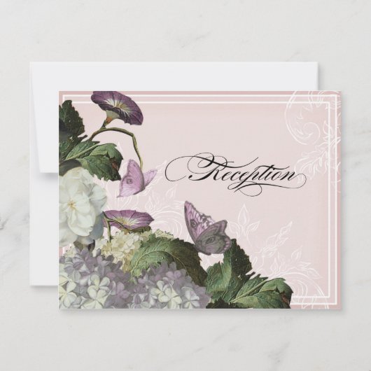 Morning Glory Hydrangea Hochzeitsempfang Einladung (Rückseite)