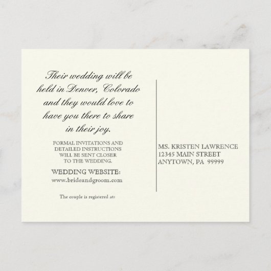 Morning Glory Hydrangea - Save the Date Postcard Ankündigungspostkarte (Rückseite)