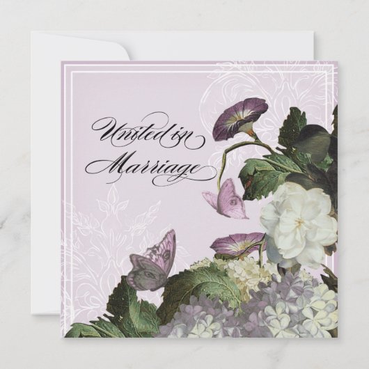 Morning Glory Hydrangea Wedding Einladung - Lilac (Rückseite)