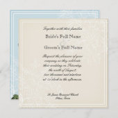 Morning Glory Hydrangea Wedding Invitation - Aqua Einladung (Vorne/Hinten)