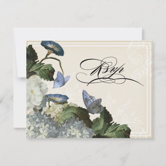 Morning Glory Hydrangea Wedding RSVP Response Card (Rückseite)
