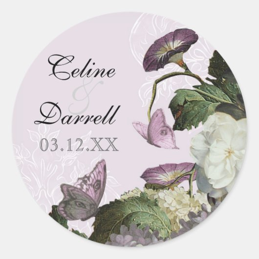 Morning Glory Hydrangea Wedding Sticker oder Siege (Vorderseite)