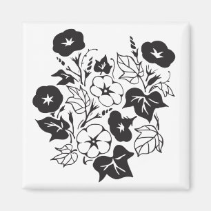Morning Glory Illustration BW I Magnet