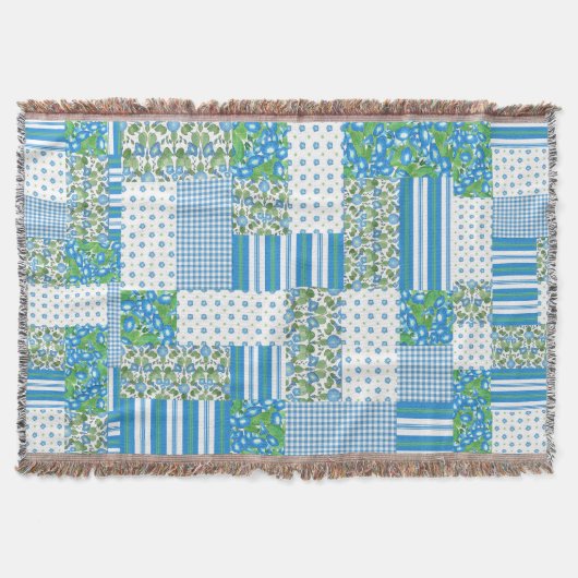 Morning Glory Imitats Patchwork Throw Blanket Decke (Vorderseite)
