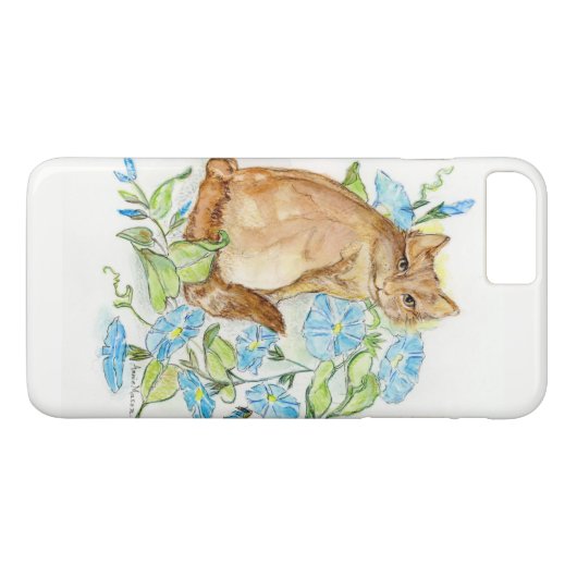 Morning Glory Kitty auf einem iPhone Case (Rückseite (Horizontal))