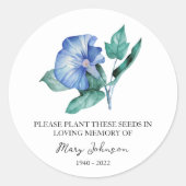 Morning Glory Memorial Beerdigung Seed Packet Runder Aufkleber (Vorderseite)