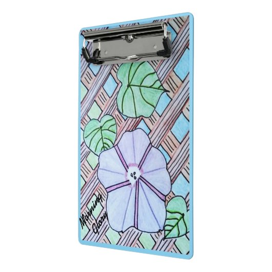 Morning Glory on Trellis Clipboard Mini Klemmbrett (Gewinkelt2)