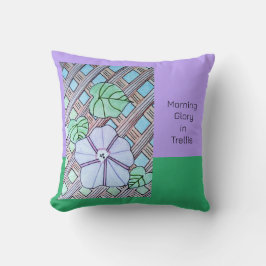 Morning Glory on Trellis Lila & grün Hintergrund Kissen