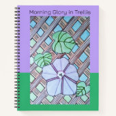 Morning Glory on Trellis Lila & grün Hintergrund Notizblock (Vorderseite)
