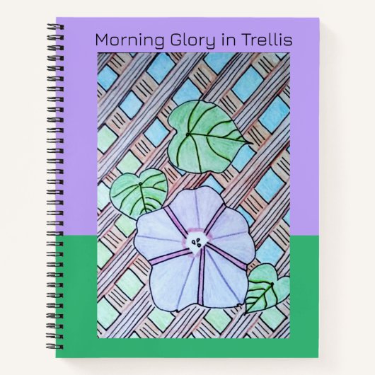 Morning Glory on Trellis Lila & grün Hintergrund Notizblock (Vorderseite)