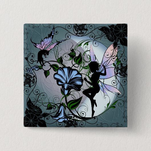 Morning Glory Shadow Fairy und kosmische Katze Button (Vorderseite)