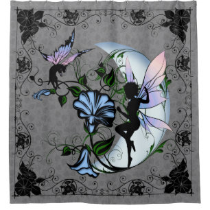 Morning Glory Shadow Fairy und kosmische Katze Duschvorhang