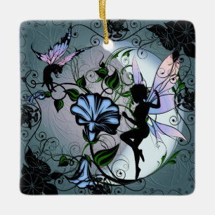 Morning Glory Shadow Fairy und kosmische Katze Keramikornament
