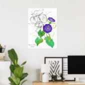 Morning Glory Watercolor Blume Botanisch Poster (Heimbüro)