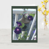 Morning Glory With Birdhouse Blank  Karte (Gelbe Blume)