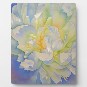 Morning Glow   Aquarellmalerei mit weißer Pfirsich Fotoplatte