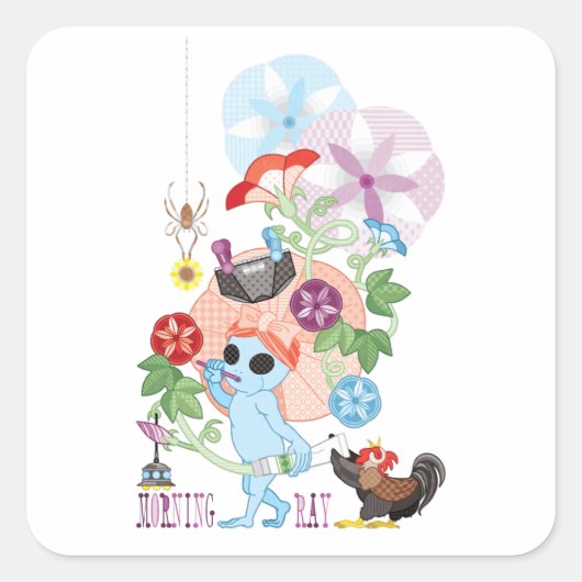 MORNING GREY ALIEN QUADRATISCHER AUFKLEBER (Vorderseite)